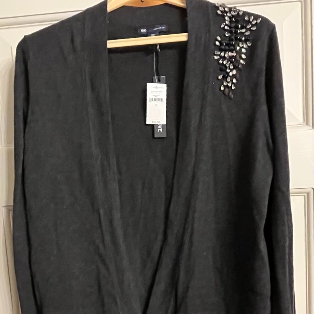 NWT Gap Open Graphite Cardigan with Rhinestones size S
